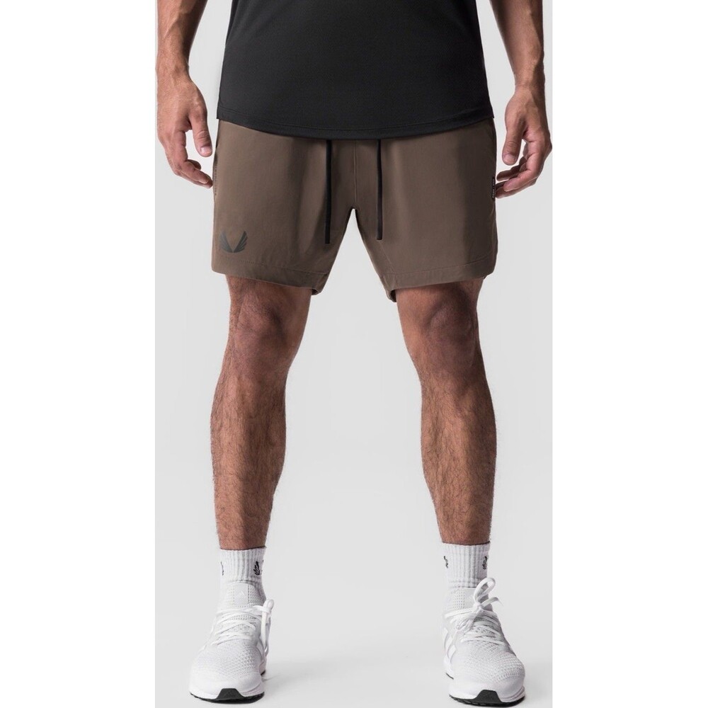 ASRV Men’s Athletic Shorts Brown M Drawstring Elastic Waist Pockets